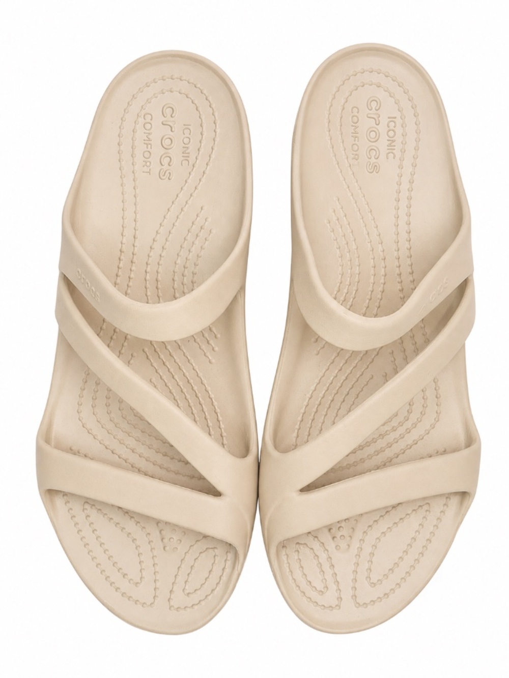 Crocs Iconic Comfort Womens Kadee II Neutral Beige Slip On Z Strap Sandals 11